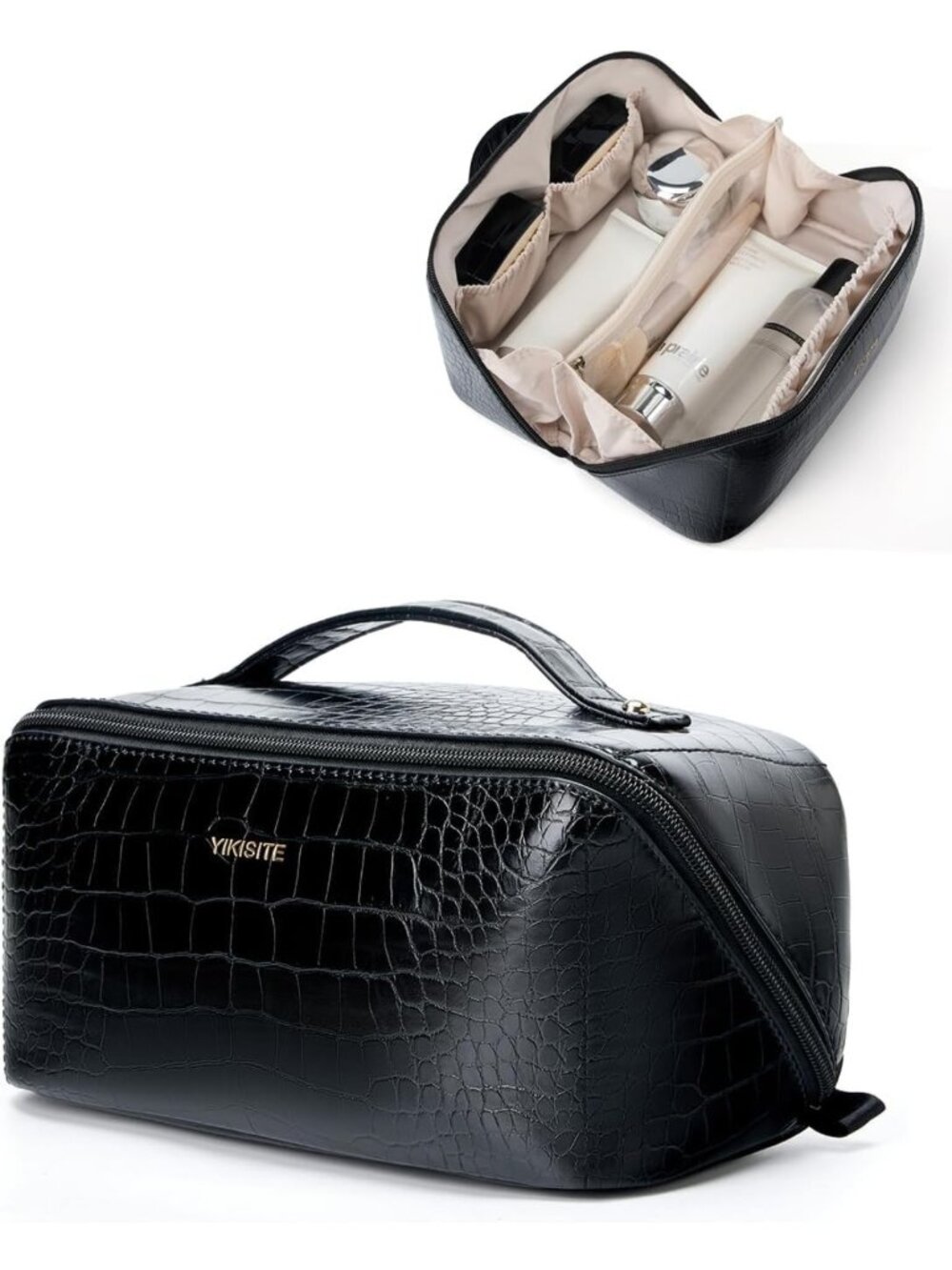 Stylish Waterproof Makeup Organizer Bag with Divider & Handle - Travel Toiletry